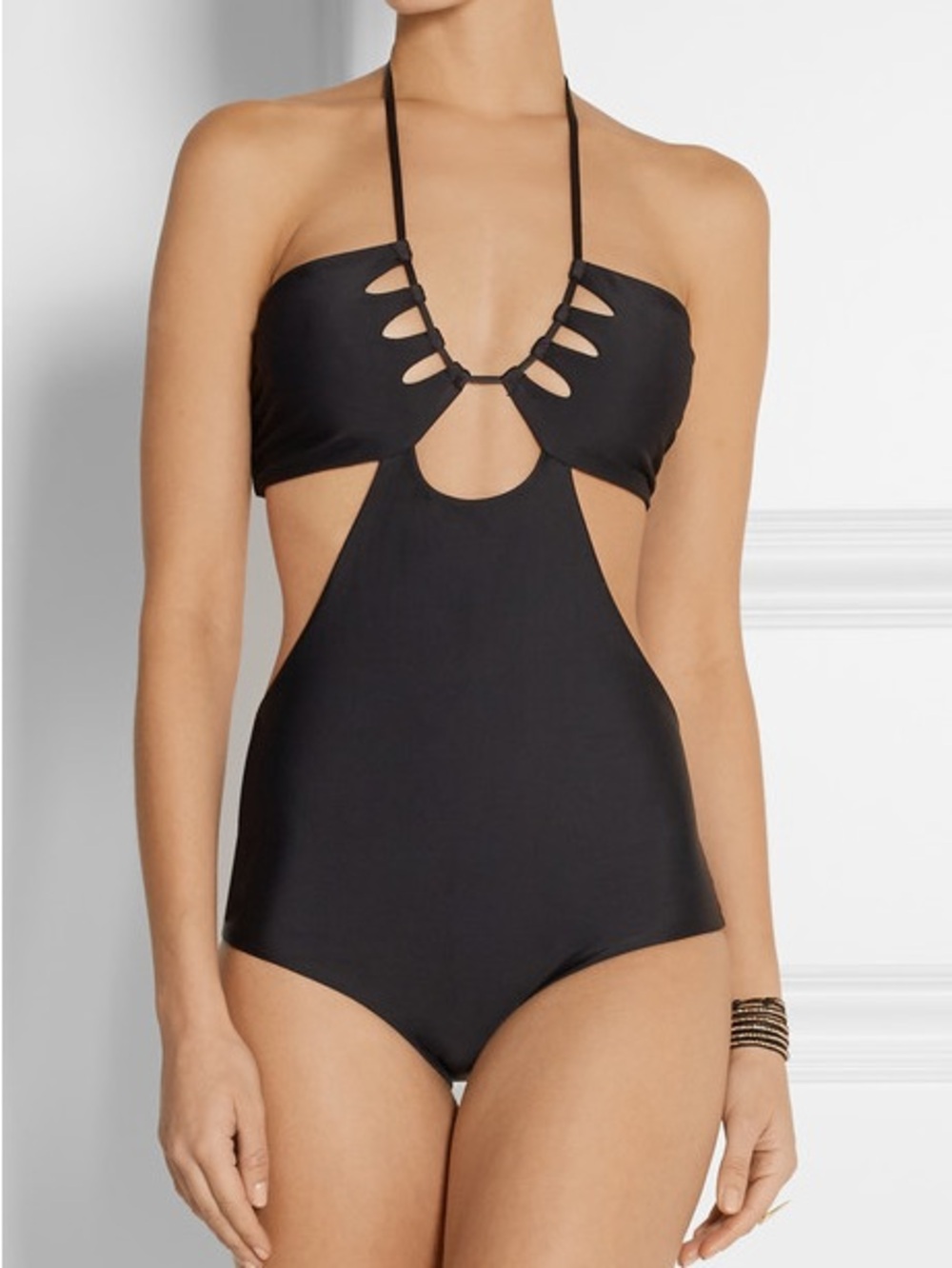 MIKOH Cloudbreak Cutout One Piece Swimsuit Black XS Halter Monokini